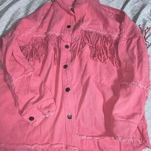 NWOT Pink Fringe Women's Jacket